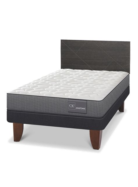 Cama Europea Anatomic 1.5 Plazas Respaldo Villarrica Gris-0