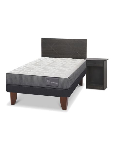 Cama Europea Anatomic 1.5 Plazas Set Villarrica Gris-0