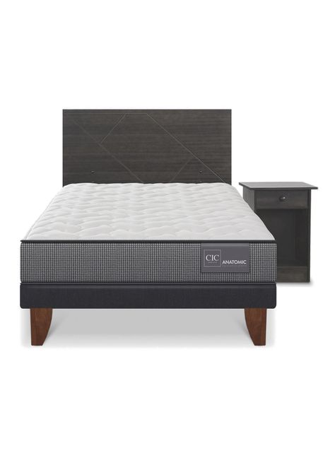 Cama Europea Anatomic 1.5 Plazas Set Villarrica Gris-2