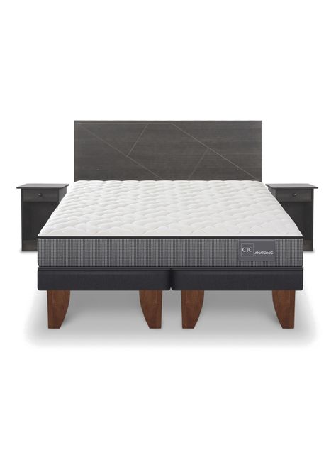 Cama Europea Anatomic King + Set Villarrica Gris-2