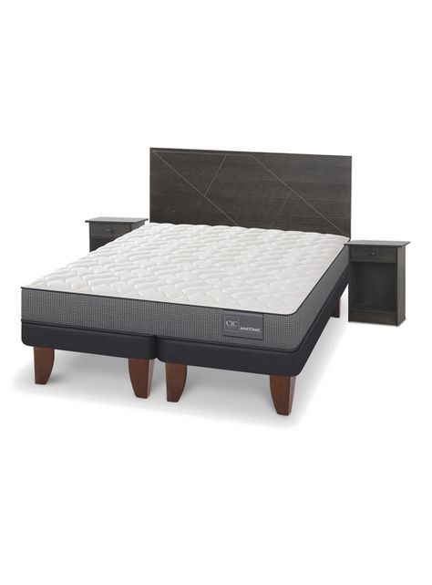 Cama Europea Anatomic King + Set Villarrica Gris-0