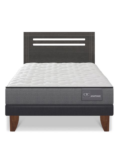 Cama Europea Anatomic 1.5 Plazas Respaldo Munich Gris-2