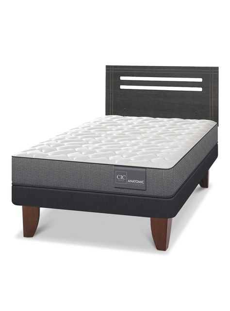 Cama Europea Anatomic 1.5 Plazas Respaldo Munich Gris-0