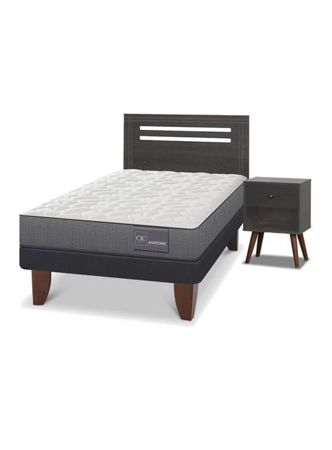 Cama Europea Anatomic 1.5 Plazas Munich Gris-0