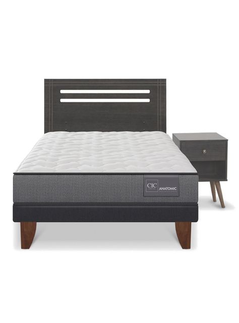 Cama Europea Anatomic 1.5 Plazas Munich Gris-2