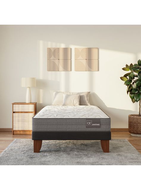 Cama Europea Anatomic 1.5 Plazas Munich Gris-5