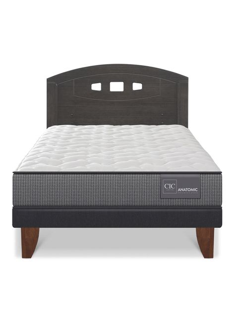 Cama Europea Anatomic 1.5 Plazas Respaldo Gales Gris-2