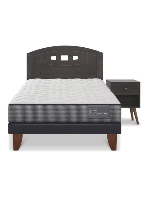 Cama Europea Anatomic 1.5 Plazas Set Gales Gris-2