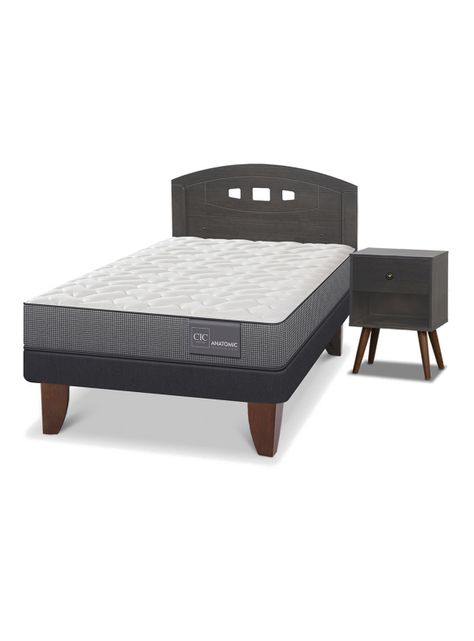 Cama Europea Anatomic 1.5 Plazas Set Gales Gris-0