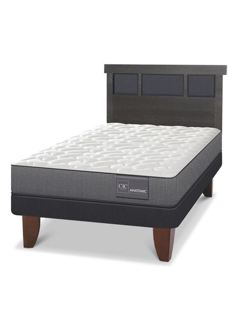 Cama Europea Anatomic 1.5 Plazas Respaldo Dublin Gris-0