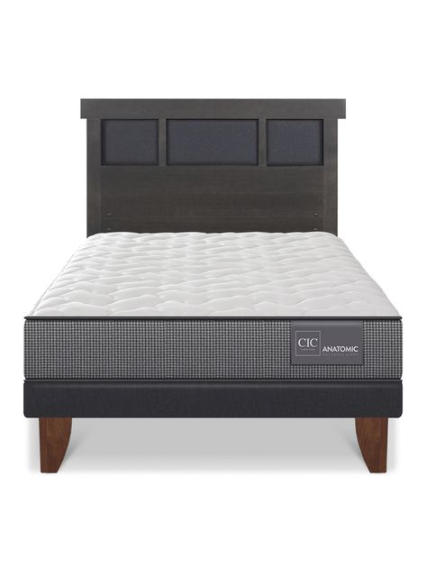 Cama Europea Anatomic 1.5 Plazas Respaldo Dublin Gris-2