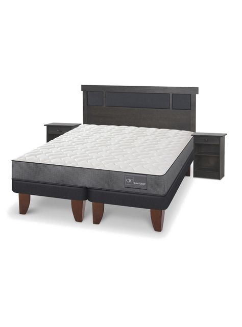Cama Europea Anatomic King + Set Dublin Gris-0