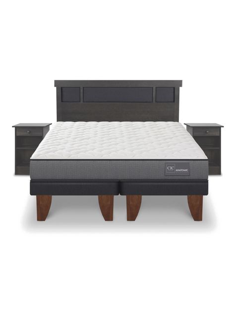 Cama Europea Anatomic King + Set Dublin Gris-2