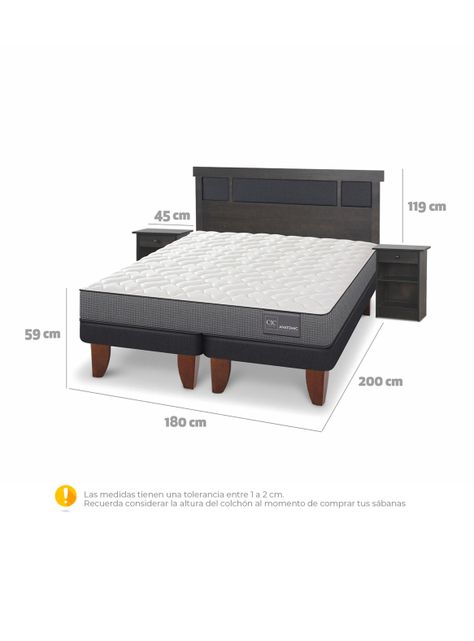 Cama Europea Anatomic King + Set Dublin Gris-1