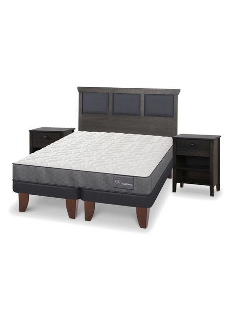 Cama Europea Anatomic 2 Plazas Base Dividida Set Torino Gris-0