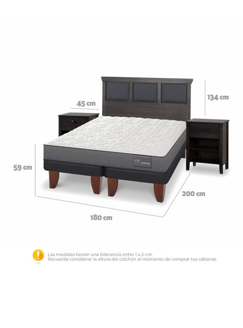 Cama Europea Anatomic King + Set Torino Gris-1