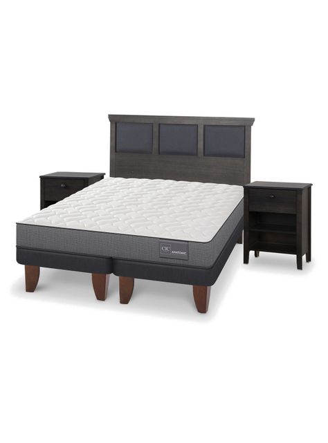 Cama Europea Anatomic King + Set Torino Gris-0
