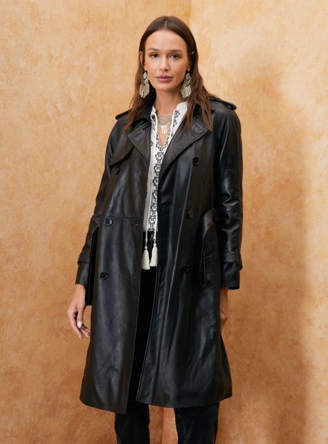 Chaqueta Tipo Impermeable Cuero Desgastado-0