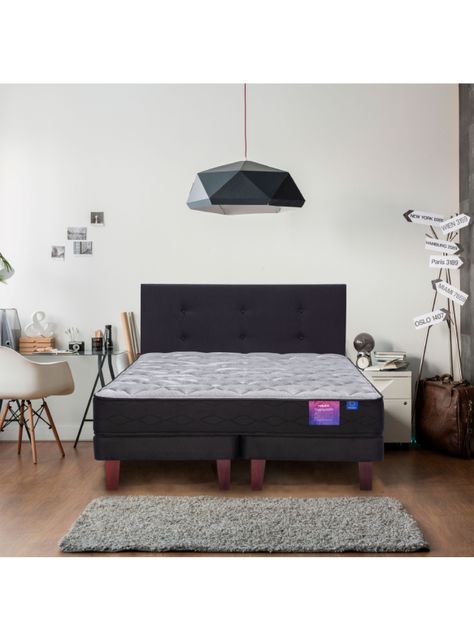 Cama Europea Therapedic Plus King + Respaldo Royal Gris-5