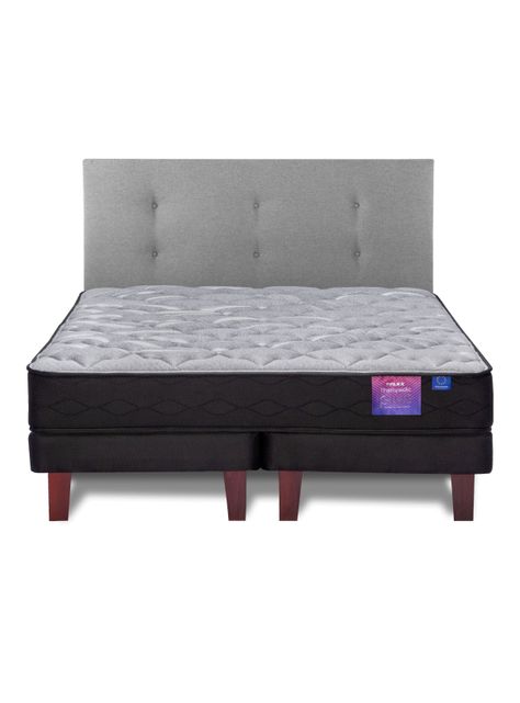 Cama Europea Therapedic Plus King + Respaldo Royal Gris-2