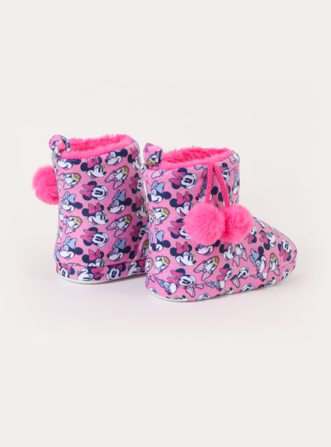 Pantufla Bota con Pompom Full Print  Minnie Niña-2