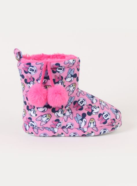 Pantufla Bota con Pompom Full Print  Minnie Niña-0