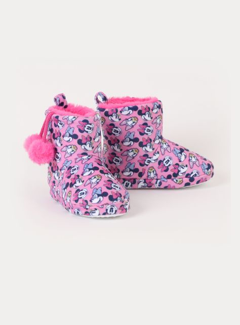 Pantufla Bota con Pompom Full Print  Minnie Niña-1