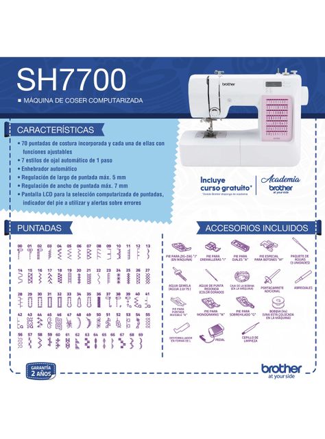 Máquina de Coser Computarizada 70 Puntadas SH7700-4