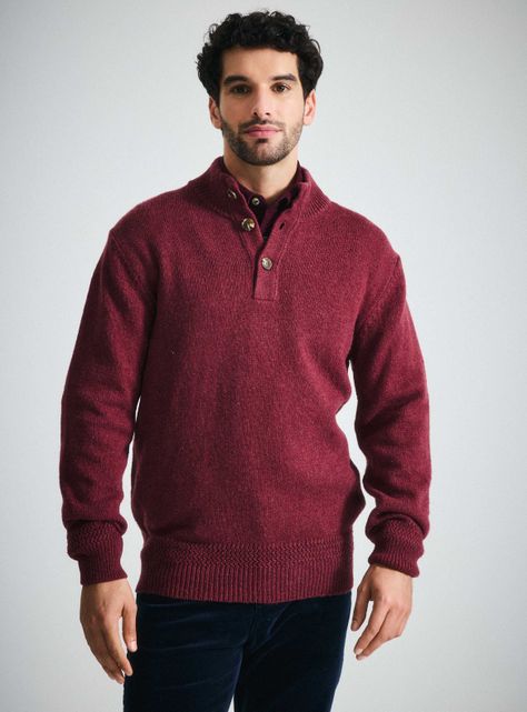 Sweater Half Button Grueso Lana-0