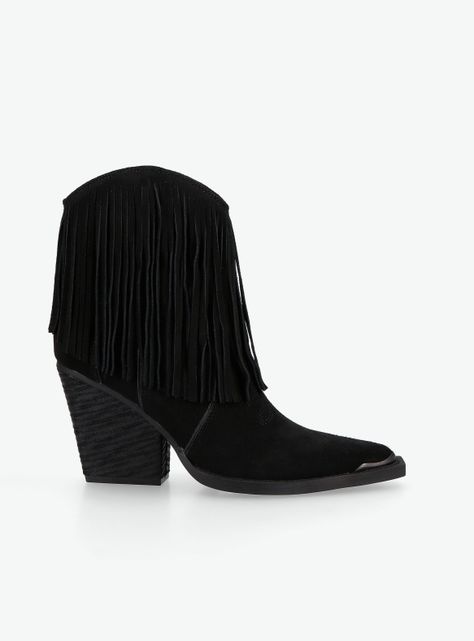 Botín Western Cuero Vaquero con Flecos y Punta Mujer-0