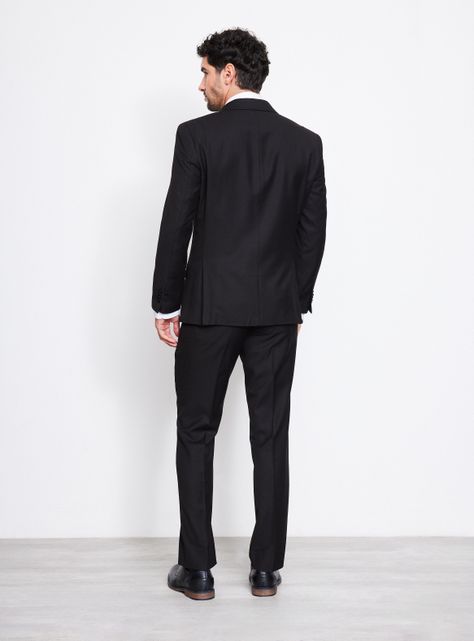Traje Recto Slim Fit Lana Poliéster Liso -5