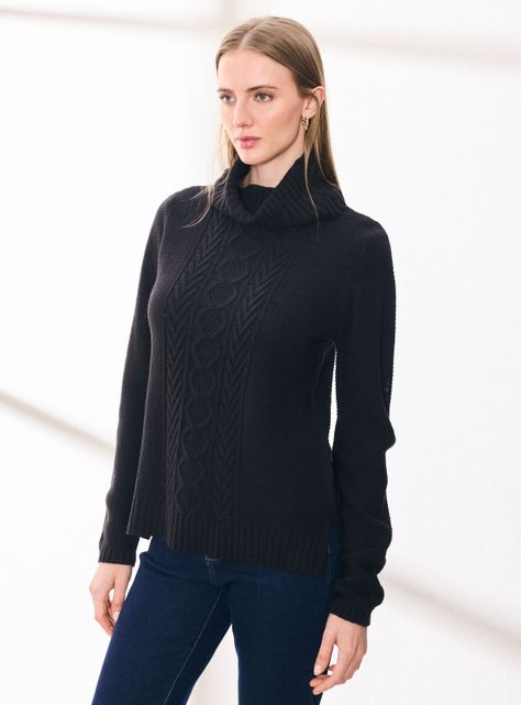 Sweater Manga Larga Cuello Alto Tejido-0