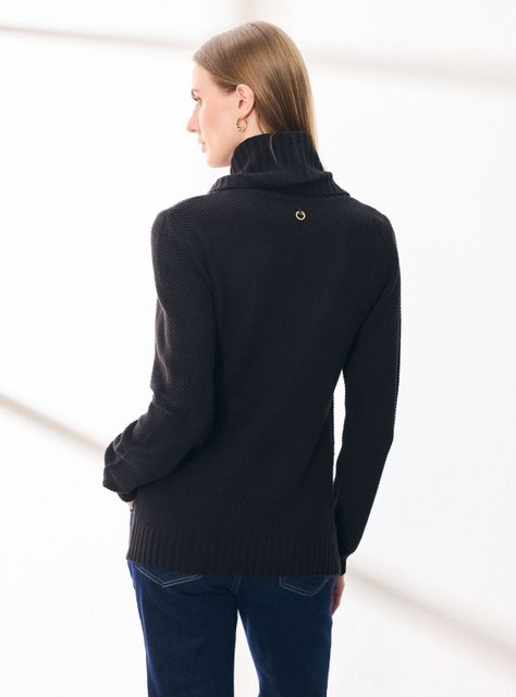 Sweater Manga Larga Cuello Alto Tejido-1