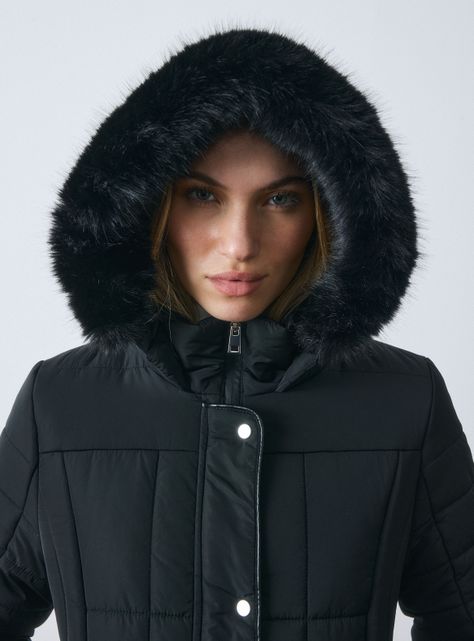 Parka Larga Capucha Desmontable con Piel-3