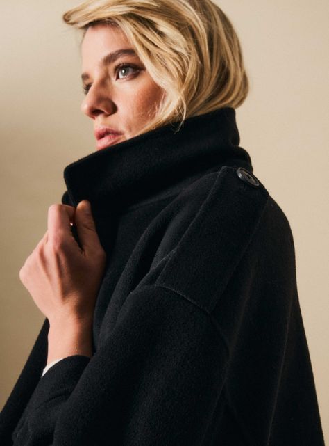 Chaqueta Trench Corto con Lana Detalle de PU-3