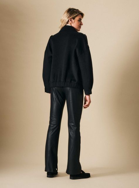 Chaqueta Trench Corto con Lana Detalle de PU-5