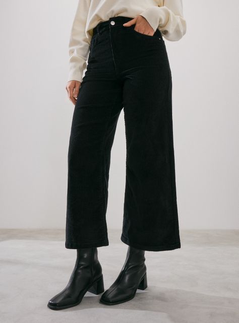 Pantalón Cotelé Cropped Pierna Ancha-0