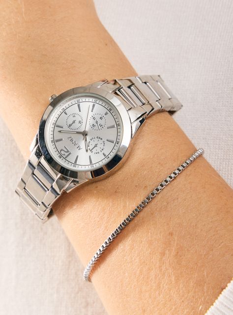 Reloj Metal Análogo Mujer + Pulsera-4