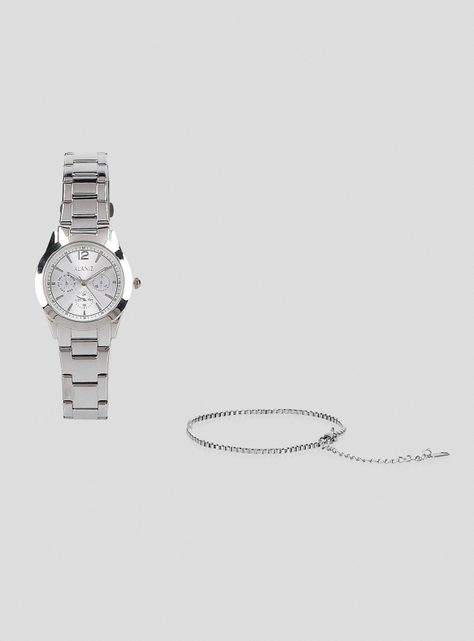 Reloj Metal Análogo Mujer + Pulsera-2