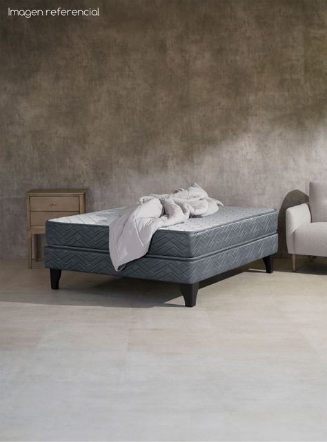 Cama Europea Cadiz 2 Plazas x190 cm + Respaldo Nuit + Velador Granada Grey-5
