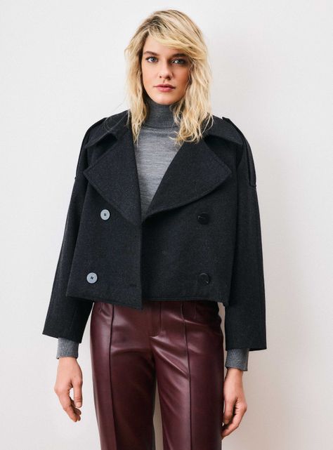 Abrigo Trench Corto con Lana C del Pilar-0