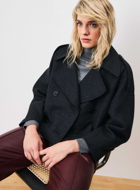 Abrigo Trench Corto con Lana C del Pilar-2