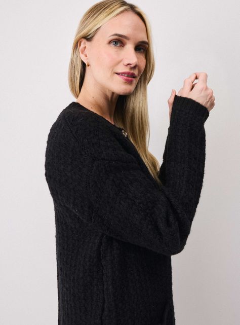 Chaleco Chaqueta Tejida con Textura Y Botones Joya-3