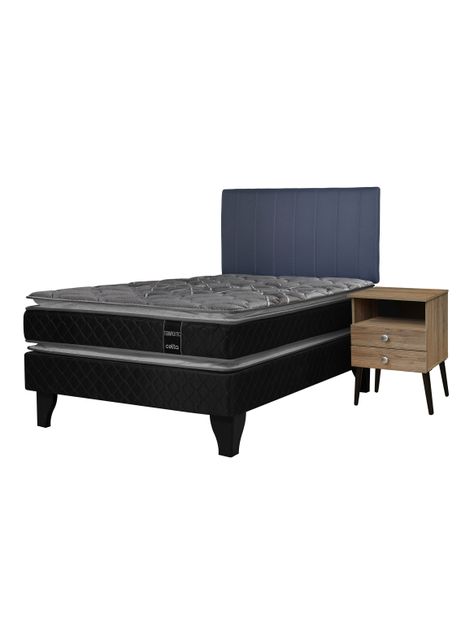 Cama Europea Terapeutic 1.5 Plazas x190 cm + Respaldo Merci + Velador Malaga Nude-0