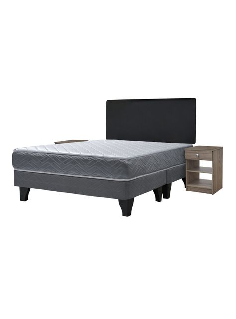 Cama Europea Cadiz 2 Plazas Base Dividida + Respaldo Nuit + Velador Granada Honey-0