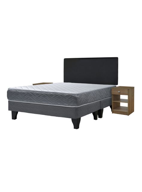 Cama Europea Cadiz 2 Plazas Base Dividida + Respaldo Nuit + Velador Granada Nude-0
