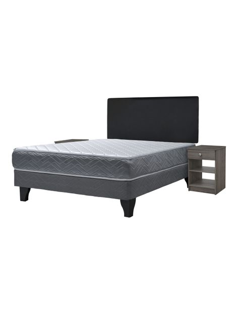 Cama Europea Cadiz 2 Plazas + Respaldo Nuit + Velador Granada Grey-0