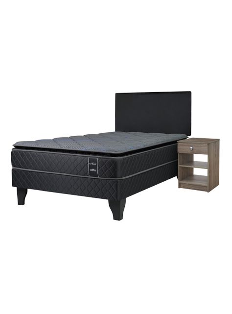 Cama Europea Nuit 1.5 Plazas + Respaldo Nuit + Velador Granada Honey-0