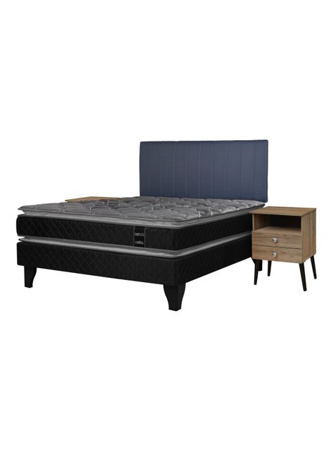 Cama Europea Terapeutic 2 Plazas + Respaldo Merci + Velador Malaga Nude-0
