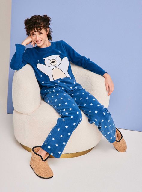 Pijama Full Print Aplicación Bordado Polar-4